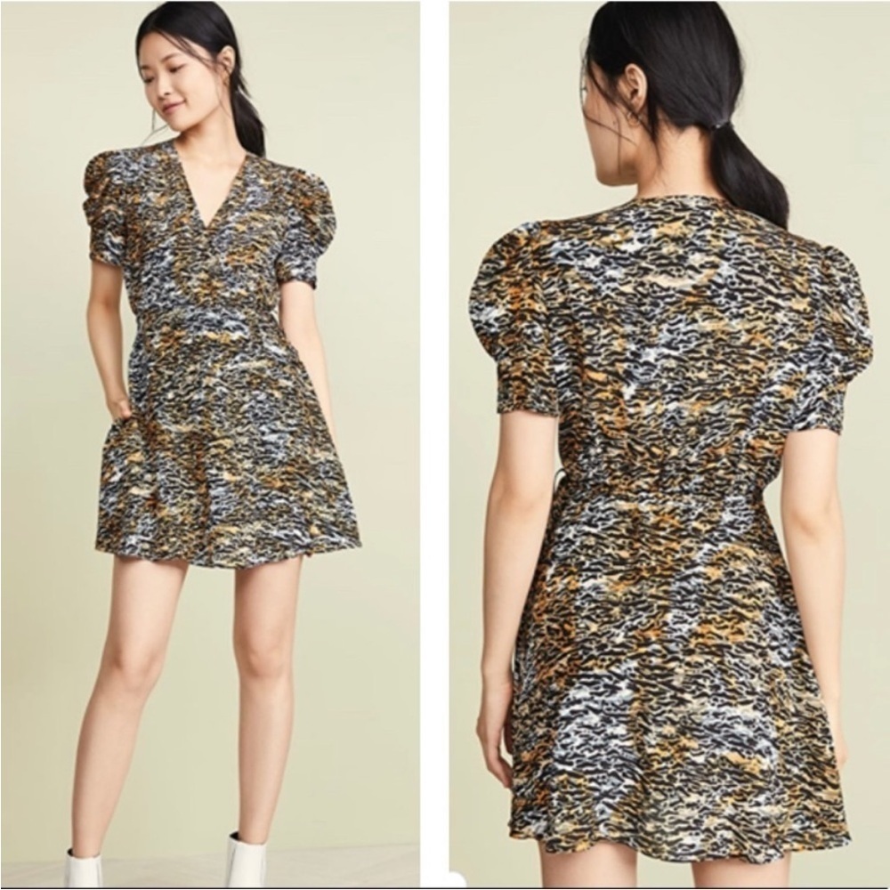 SALONI Lea Silk Tiger Print Wrap Mini Dress